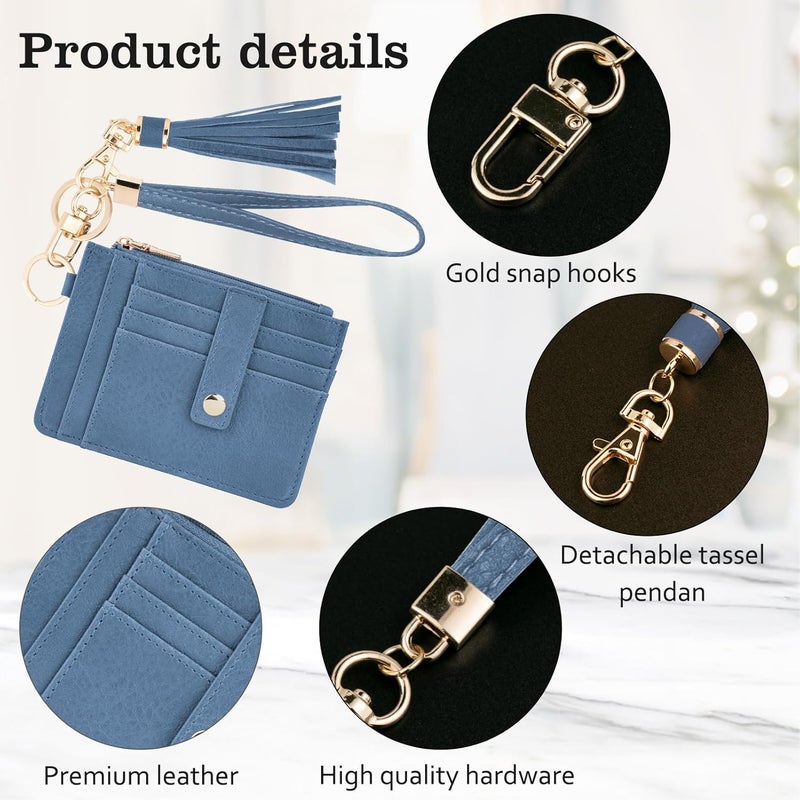 KNGITRYI Small Wristlet Wallets for Women RFID Credit Card Holder Wallet Keychain Wristlet Wallet Credit Card Wallets for Women (sky blue) - Image 4